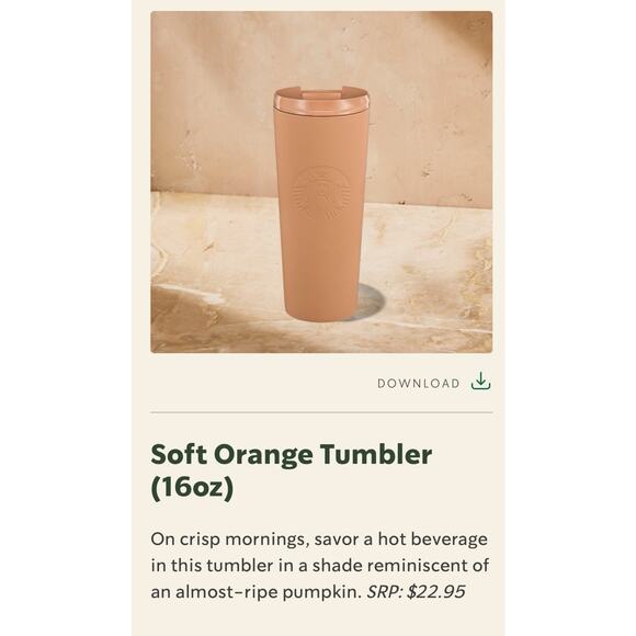 NEW Starbucks Fall 2025 Soft Orange Pumpkin Tumbler 16oz Collectors Merchandise - Picture 2 of 4